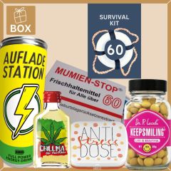 Geschenkbox zum 60. Geburtstag – Lustiges Überlebenspaket (Set 3)