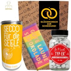 Geschenktüte Scheidung – Lustiges Geschenk „Glückwunsch zur Scheidung!“ (Set 10)