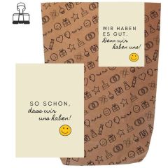 Geschenktüte + Grußkarte Freundschaft  „Wir haben es gut. Denn wir haben uns“