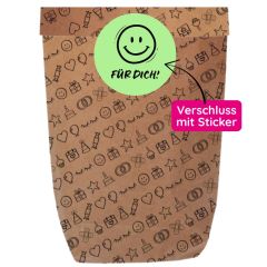 Geschenktüte mit Stickerverschluss "Für dich!" - zum Befüllen