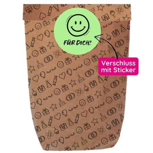 Geschenktüte mit Stickerverschluss 