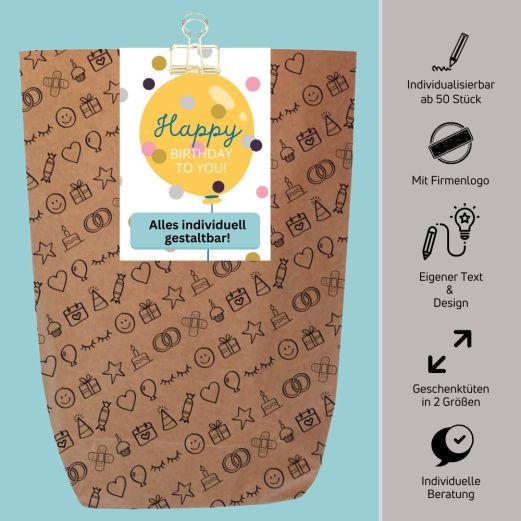 Geburtstag Geschenkverpackung mit Wunschdesign – ab 50 Stück