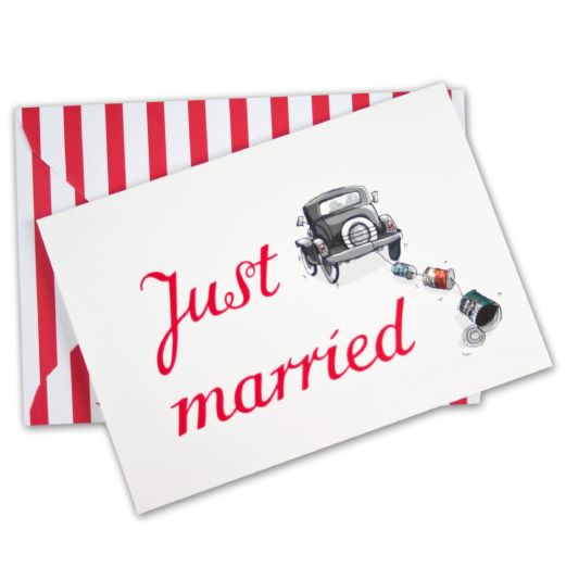 Hochzeitskarte JUST MARRIED von Krima und Isa