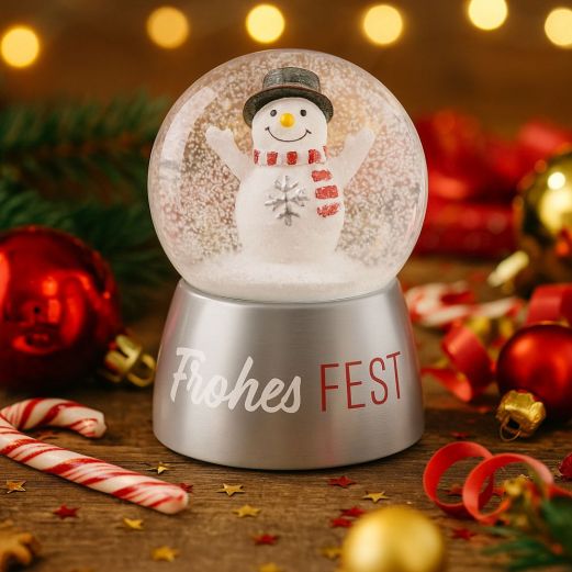 Schneekugel Frohe Fest - Schneemann