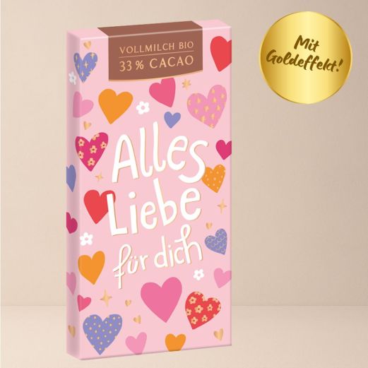 Bio-Vollmilchschokolade 80g ALLES LIEBE FÜR DICH